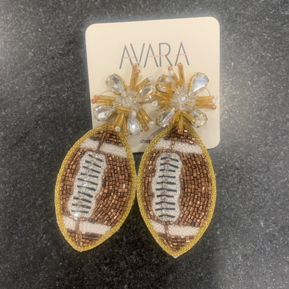 Cute beaded football earrings